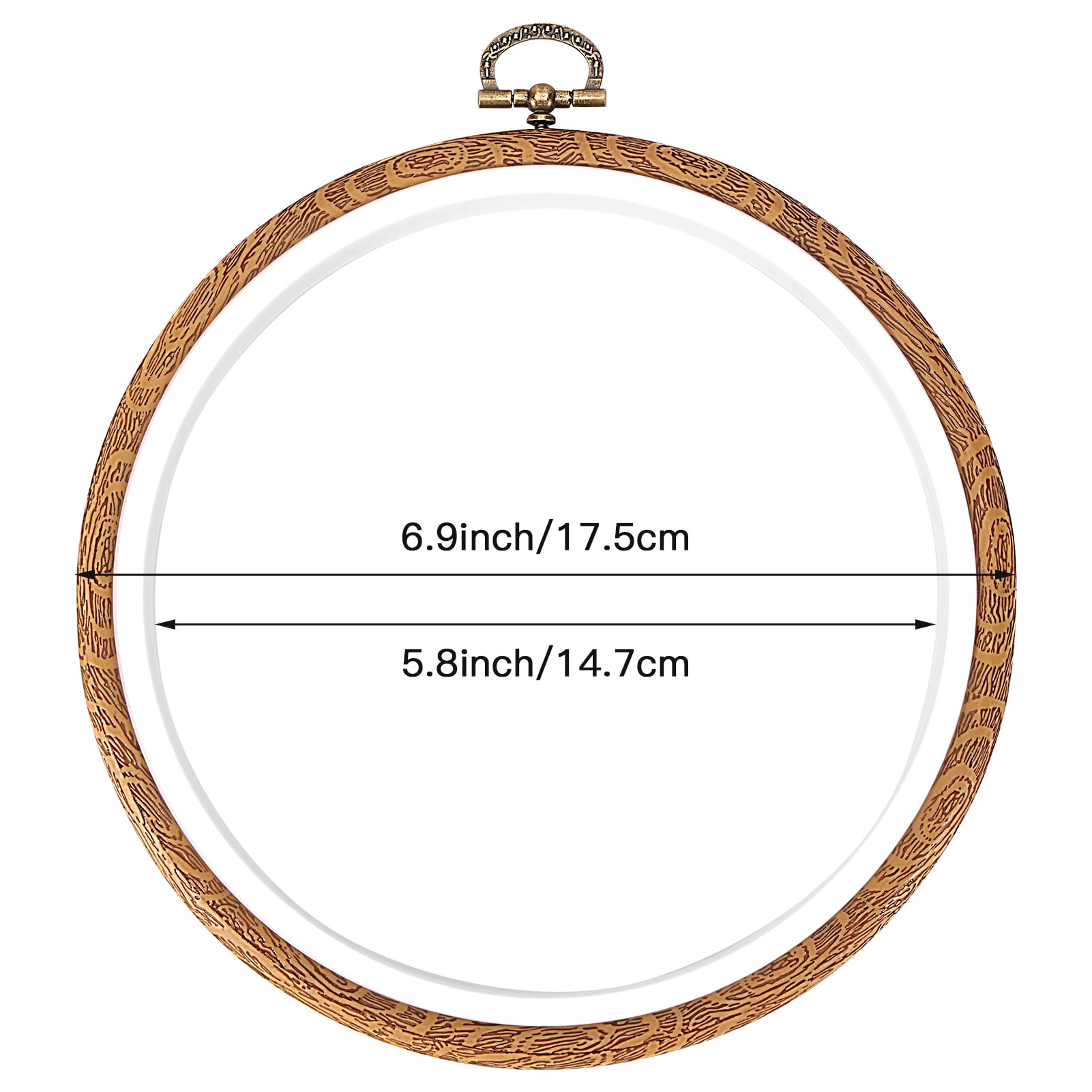 Pllieay 3 Pieces 6.9inch Embroidery Hoops Imitated Wood Embroidery Circle Round Display Frame Ring Cross Stitch Hoops for Art Craft Sewing and Hangin