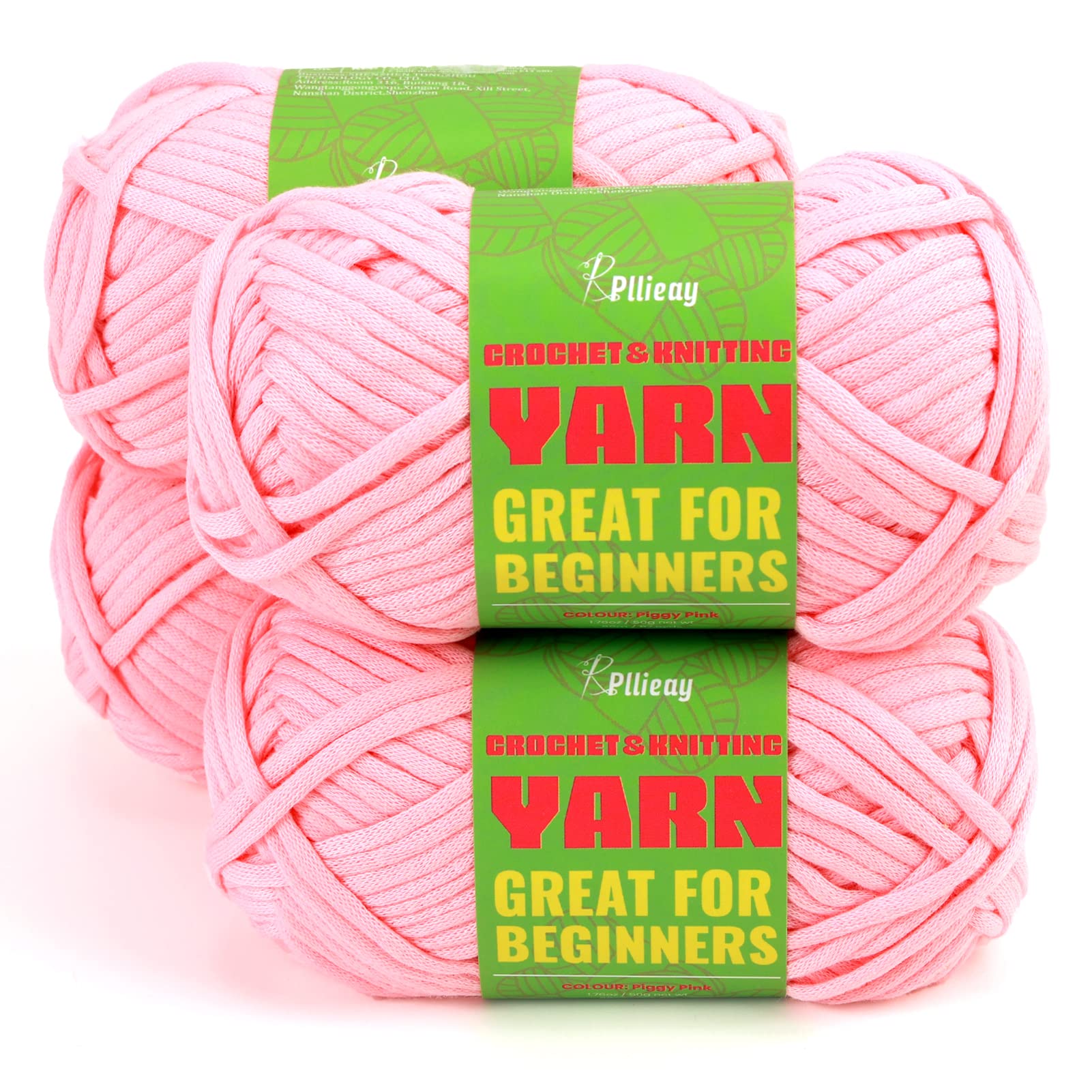Pllieay Snowy White Cotton Yarn for Crocheting and Knitting, 4 Pack Crochet  Yarn for Beginners with Easy-to-See Stitches, Cotton-Nylon Blend Yarn for