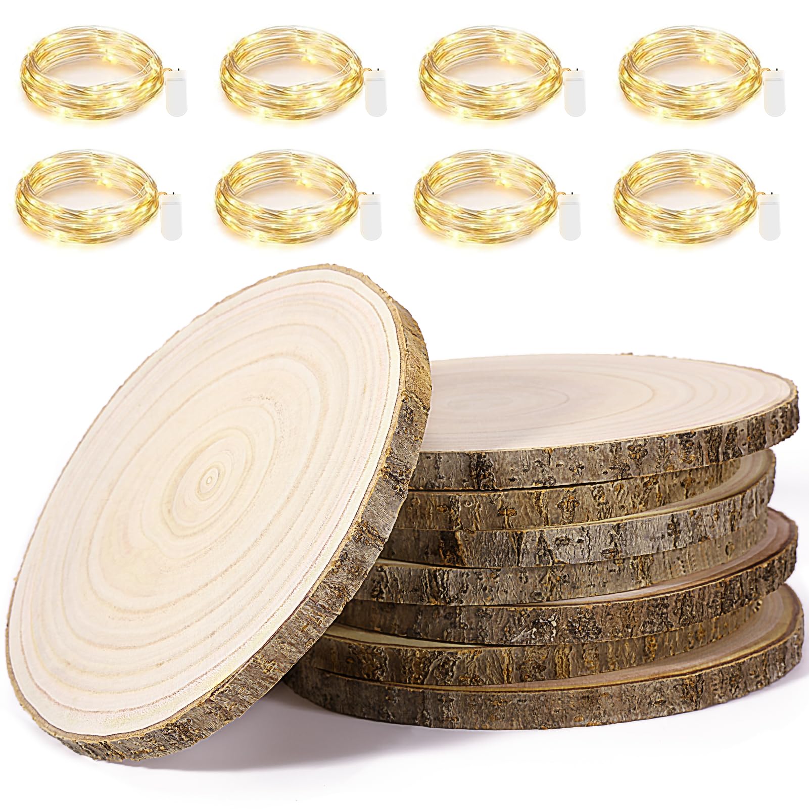 Set of 9-10 Inch Wood Slices for Centerpieces Large Wood Slices, Wood Rounds,  Wood Slice Centerpieces, Center Pieces for Tables 
