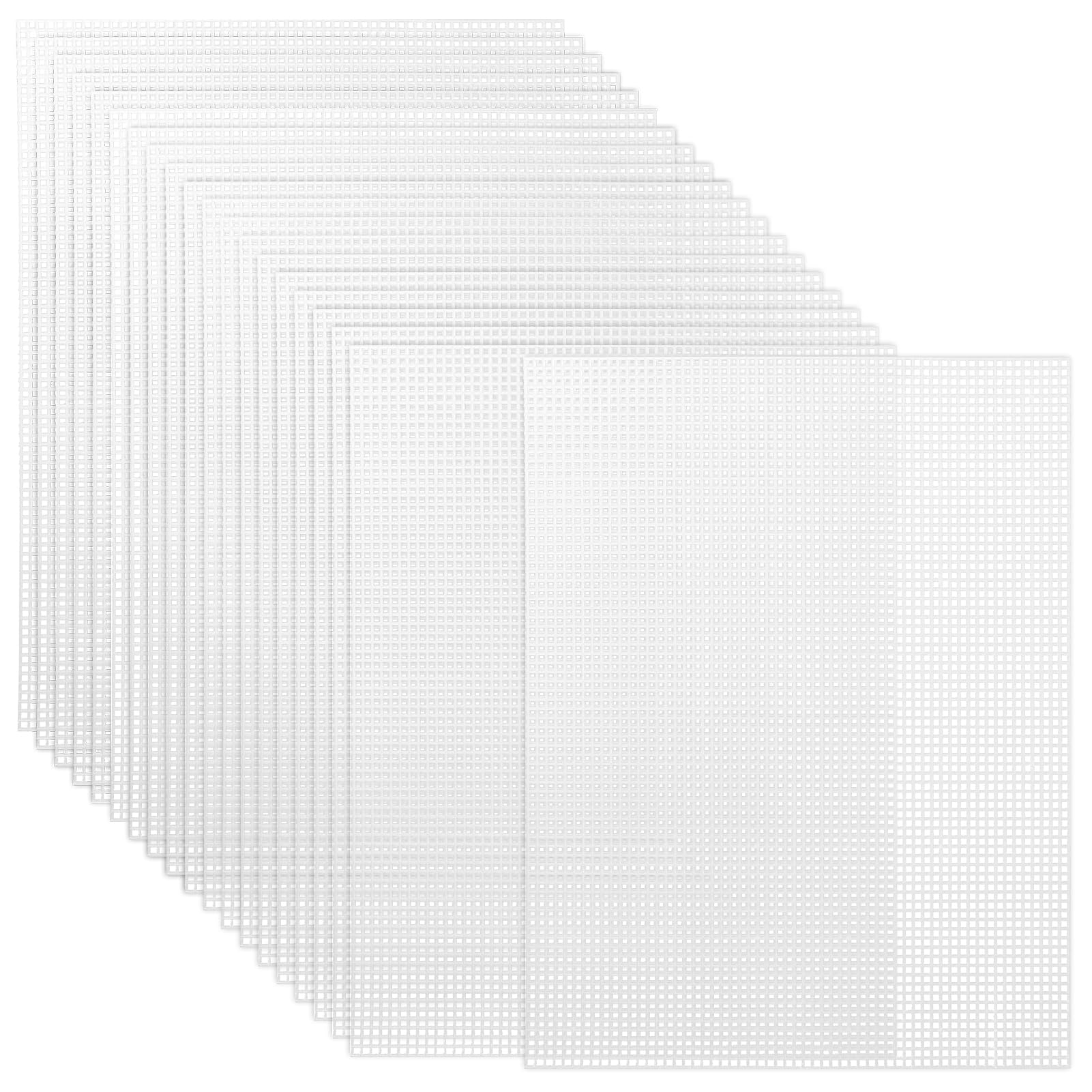 Pllieay 33 Pieces Mesh Plastic Canvas Sheets Kit Including 15 Pieces Clear  Plastic Canvas, 12 Color Acrylic Yarn and Embroidery Tools for Embroidery